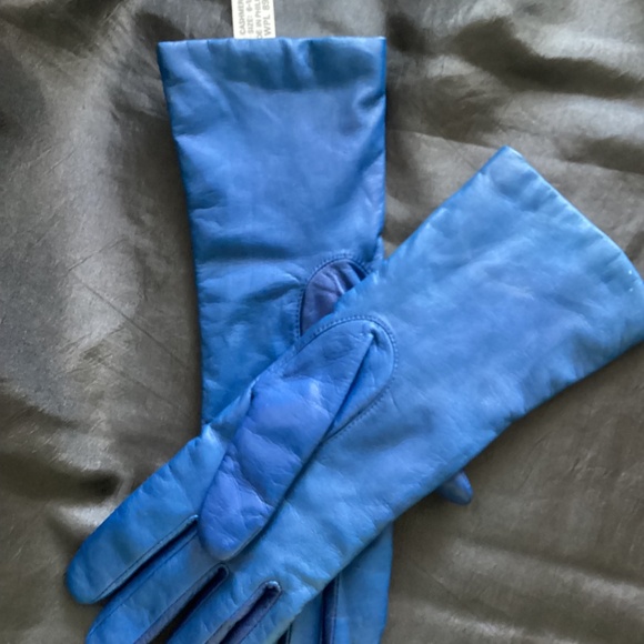 Leather gloves blue 6 1/2 - Picture 2 of 3